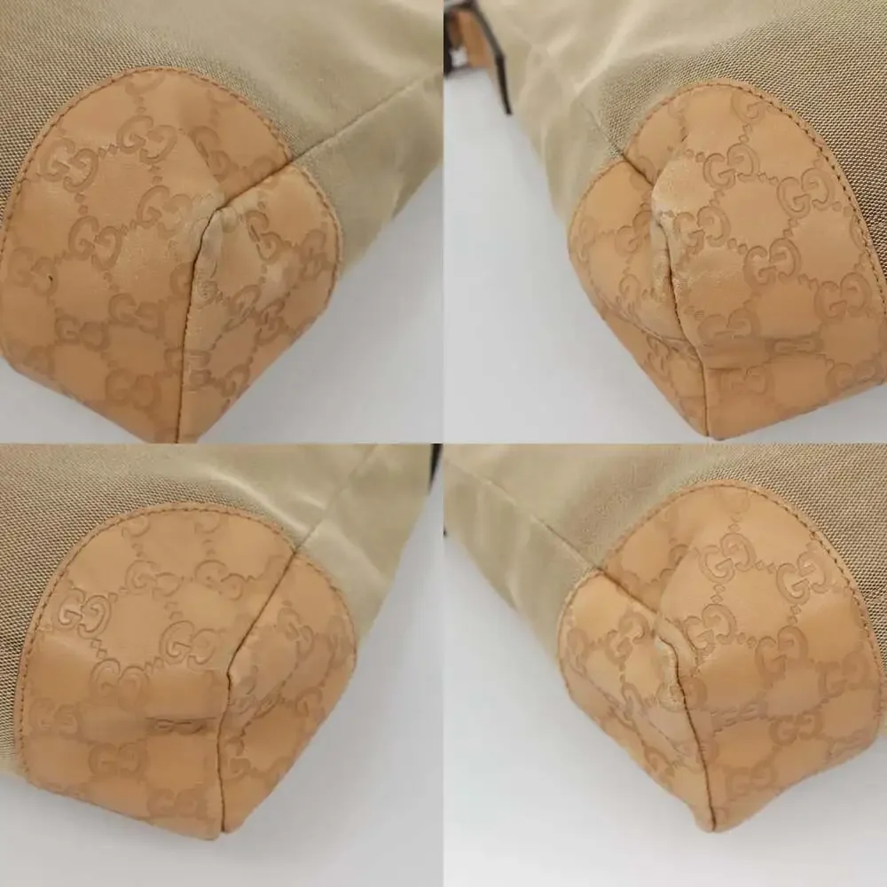 GUCCI Guccissima Shoulder Bag Canvas Beige Silver - Picture 10 of 12